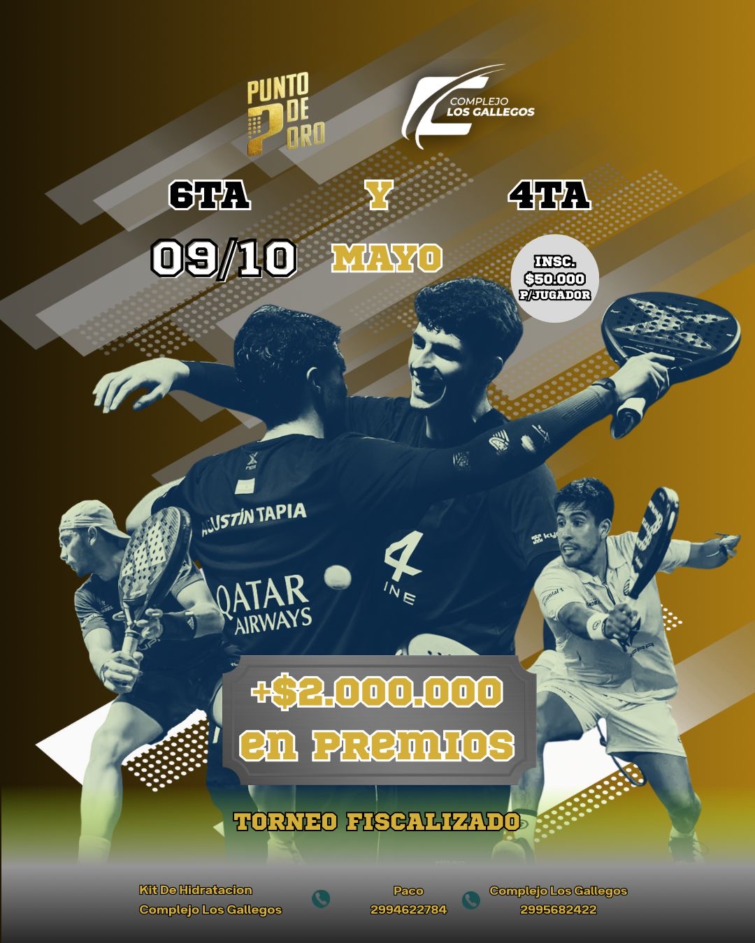 PUNTO DE ORO Y COMPLEJO LOS GALLEGOS REDOBLAN LA APUESTA CON DOBLE JORNADA DE PÁDEL PARA MAYO